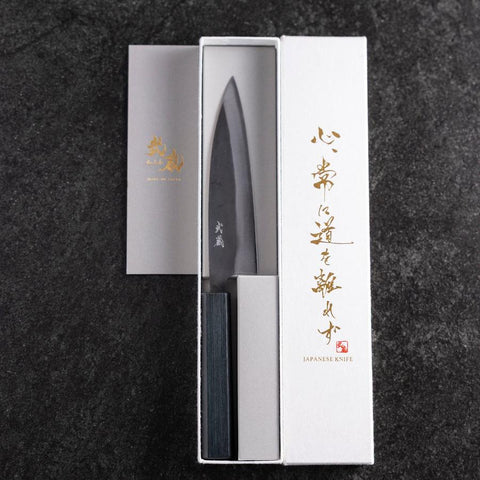 Ajikiri Blue Steel #1 Kurouchi Dunkelblauer Urushi Griff 145mm