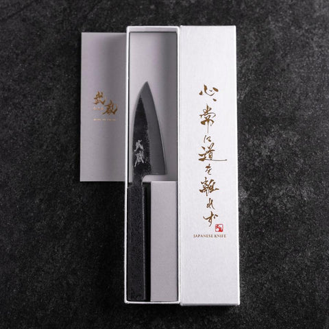 Ajikiri White Steel #2 Kurouchi Schwarzer Ishime Urushi Griff 105mm