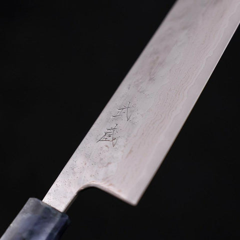 Bunka AUS-10 Nashiji Damascus Mirror Ocean Blue Handle 170mm