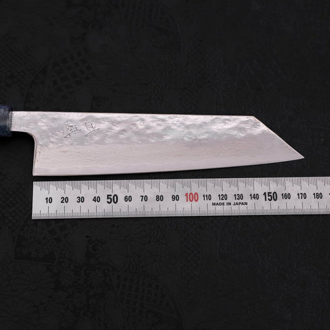 Bunka AUS-10 Nashiji Damascus Mirror Ocean Blue Handle 170mm