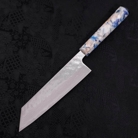 Bunka AUS-10 Nashiji Damascus Mirror Ocean White Mix Handle 170mm