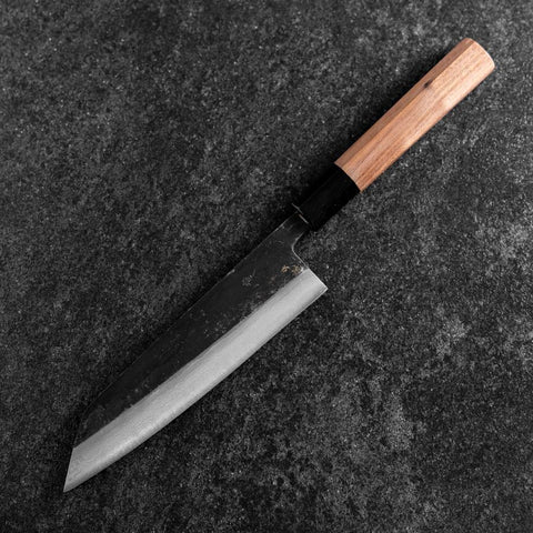 Bunka Blue Steel #2 Kurouchi Damast Büffelhorn und Walnussholz Griff 180mm