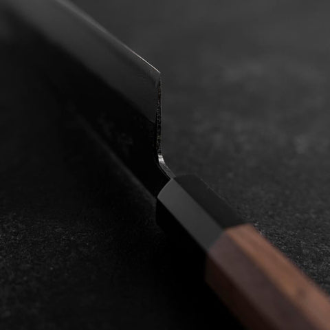 Bunka Blue Steel #2 Kurouchi Damast Büffelhorn und Walnussholz Griff 180mm