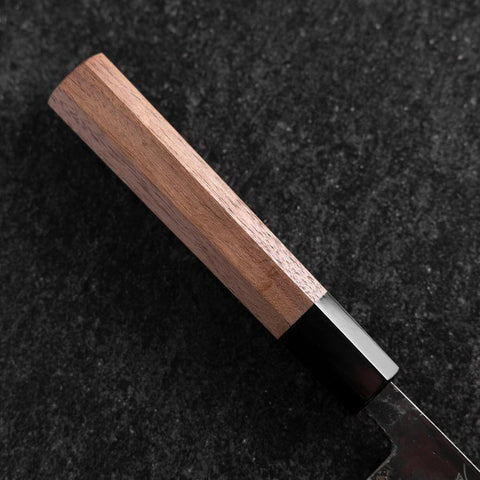 Bunka Blue Steel #2 Kurouchi Damast Büffelhorn und Walnussholz Griff 180mm