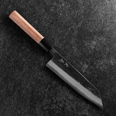 Bunka Blue Steel #2 Kurouchi Damast Büffelhorn und Walnussholz Griff 180mm