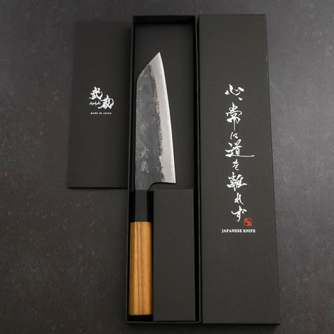 Bunka Blue Steel #2 Kurouchi Buffalo Teak Handle 165mm