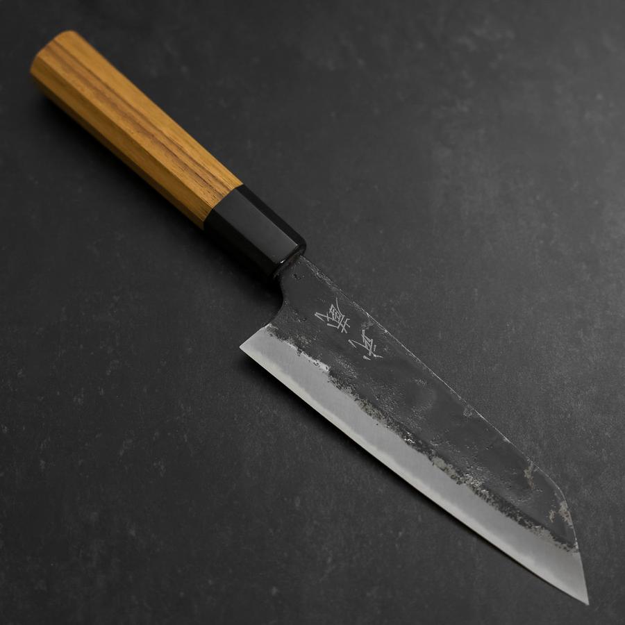 Bunka Blue steel #2 Kurouchi Buffalo Teak Handle 165mm-[Musashi]-[Japanese-Kitchen-Knives]