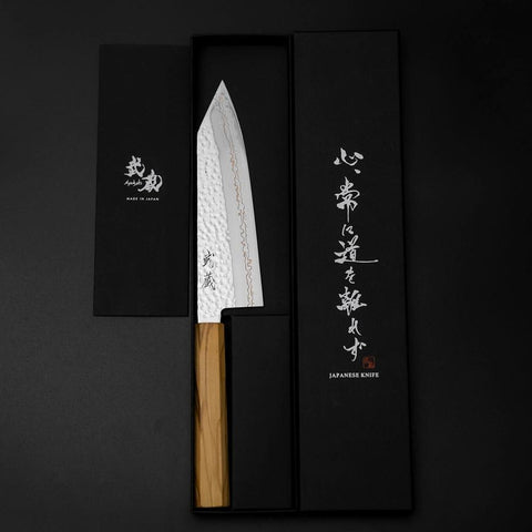 Bunka SLD Nickel Tsuchime Colored Damascus Olive Handle 170mm Limited Edition