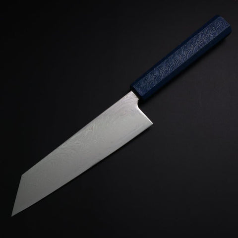 Bunka SLD Wave Nickel Damascus Blue Urushi Handle 170mm