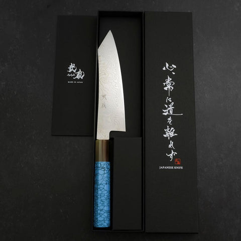 Bunka Silver Steel #3 Damascus Buffalo Turquoise Handle 180mm