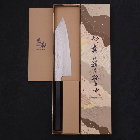 Bunka Silver Steel #3 Nickel Damascus Buffalo Ebony Handle 170mm