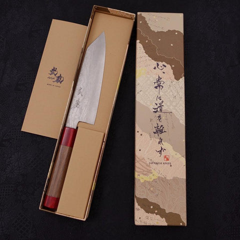 Bunka Silver Steel #3 Nickel Damascus Walnut Red Handle 170mm