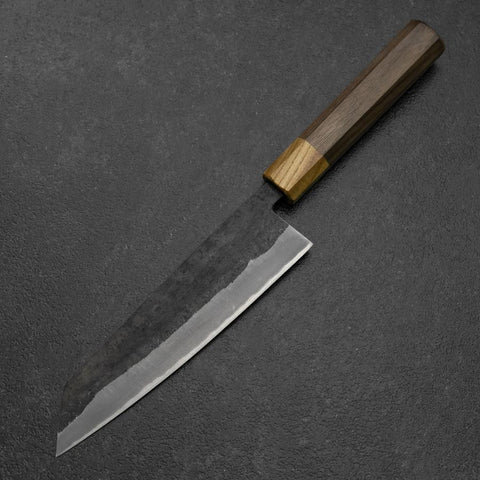 Bunka Stainless Clad Blue Steel #2 Kurouchi Walnut Zelkova Handle 180mm