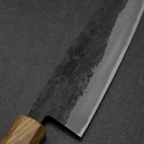 Bunka Stainless Clad Blue Steel #2 Kurouchi Walnut Zelkova Handle 180mm