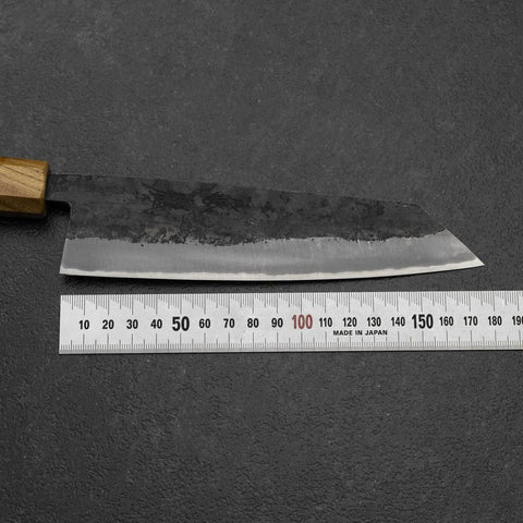 Bunka Stainless Clad Blue Steel #2 Kurouchi Walnut Zelkova Handle 180mm