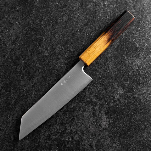 Bunka Stainless Clad Blue Super Polished Yaki Urushi Handle 175mm