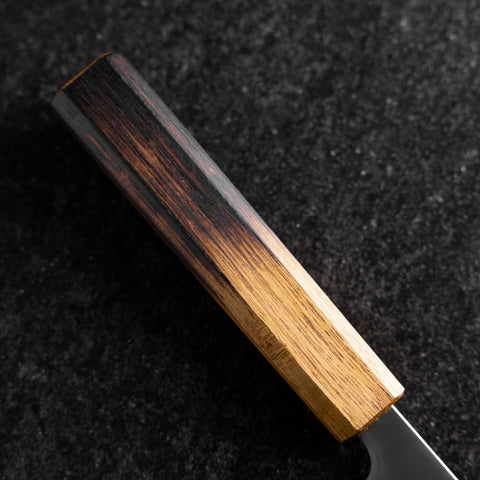 Bunka Stainless Clad Blue Super Polished Yaki Urushi Handle 175mm