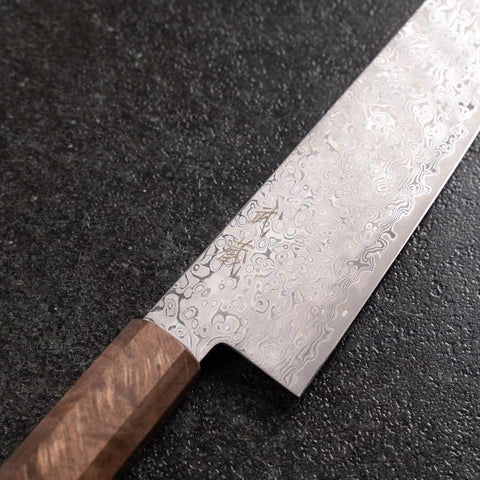 Bunka VG-10 Damascus Brown Birch Handle 180mm (7”)-[Musashi]-[Japanese-Kitchen-Knives]