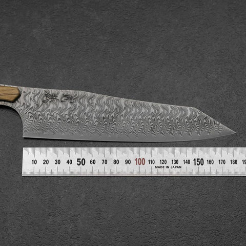 Bunka VG-10 Mirror Damascus Olive Handle 180mm - Black
