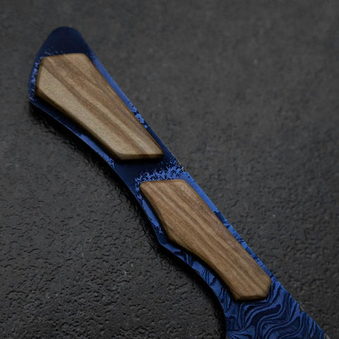 Bunka VG-10 Mirror Damascus Olive Handle 180mm - Blue
