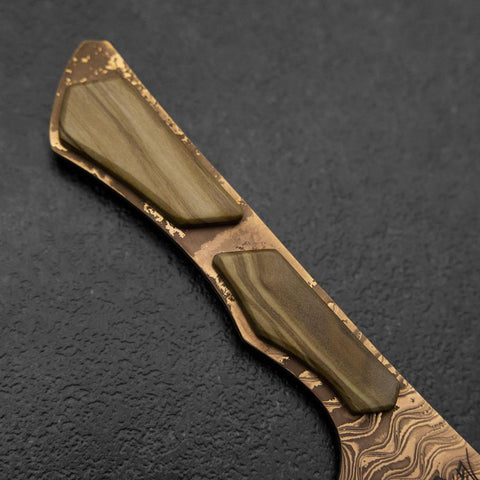 Bunka VG-10 Mirror Damascus Olive Handle 180mm - Brown