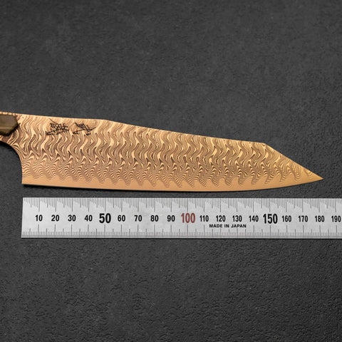 Bunka VG-10 Mirror Damascus Olive Handle 180mm - Brown