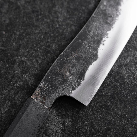 Bunka White Steel #2 Revestimiento Acero Inoxidable Kurouchi Mango Ishime Urushi Negro 180mm