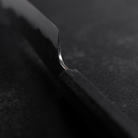 Bunka White Steel #2 Revestimiento Acero Inoxidable Kurouchi Mango Ishime Urushi Negro 180mm