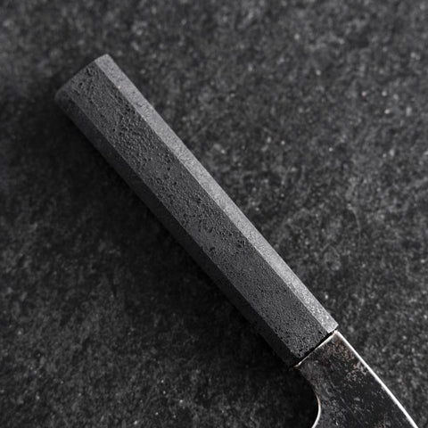 Bunka White Steel #2 Revestimiento Acero Inoxidable Kurouchi Mango Ishime Urushi Negro 180mm