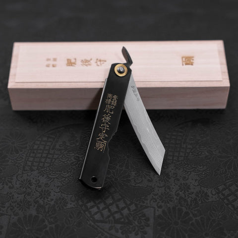 Damast Schwarz Higonokami Aogami 100mm