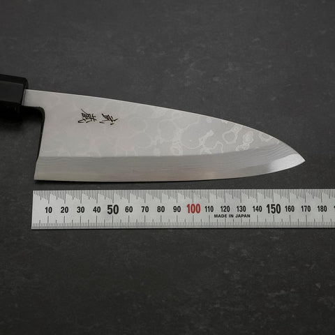 Deba Blue Steel #2 Suminagashi Buffalo Ebony Handle 165mm