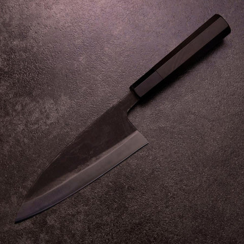 Deba Double Bevel White Steel #2 Kurouchi Buffalo Ebony Handle 165mm