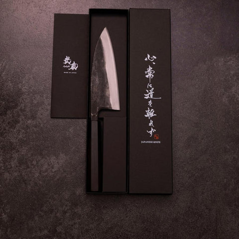 Deba Double Bevel White Steel #2 Kurouchi Buffalo Ebony Handle 165mm