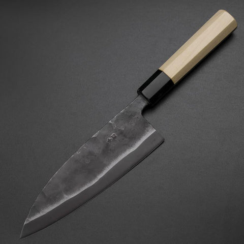 Deba Double Bevel White Steel #2 Kurouchi Buffalo Magnolia Handle 180mm