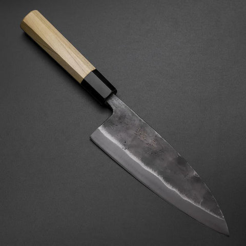 Deba Double Bevel White Steel #2 Kurouchi Buffalo Magnolia Handle 180mm
