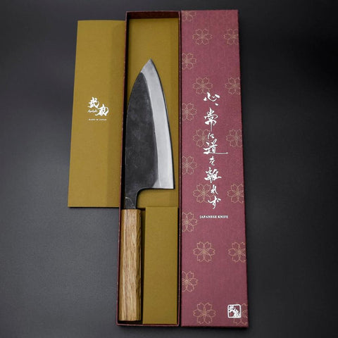 Deba Double Bevel White Steel #2 Kurouchi Oak Handle 180mm