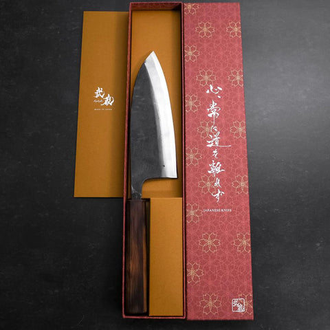 Deba Double Bevel White Steel #2 Kurouchi Sumi Urushi Handle 180mm