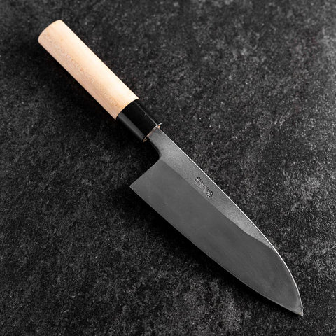 Deba Left Hand White Steel #2 Kurouchi Tsuchime Cherry Handle 165mm