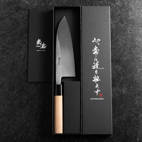 Deba Left Hand White Steel #2 Kurouchi Tsuchime Cherry Handle 165mm