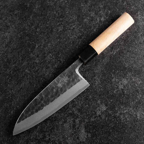 Deba Left Hand White Steel #2 Kurouchi Tsuchime Cherry Handle 165mm
