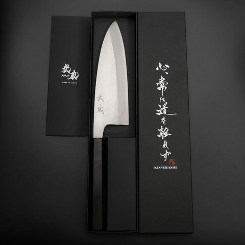 Deba Silver Steel #3 Kasumi Buffalo Ebony Handle 180mm
