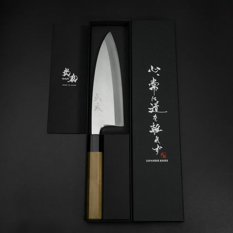 Deba Silver Steel #3 Kasumi Buffalo Magnolia Handle 180mm