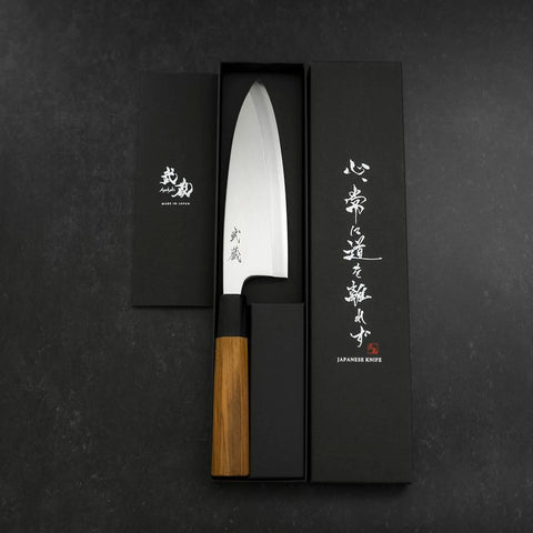 Deba Silver Steel #3 Kasumi Buffalo Teak Handle 180mm