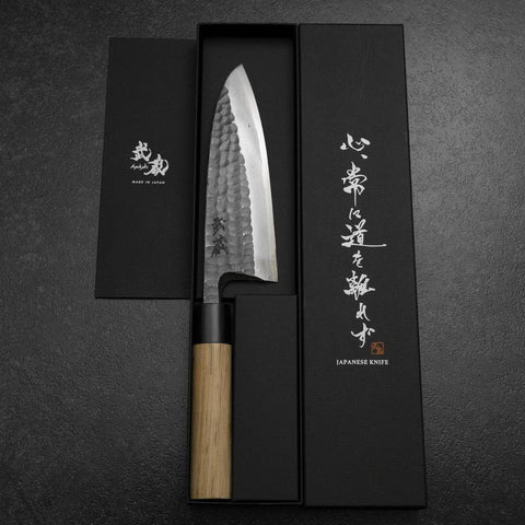Deba White Steel #2 Kurouchi Tsuchime Cherry Handle 165mm