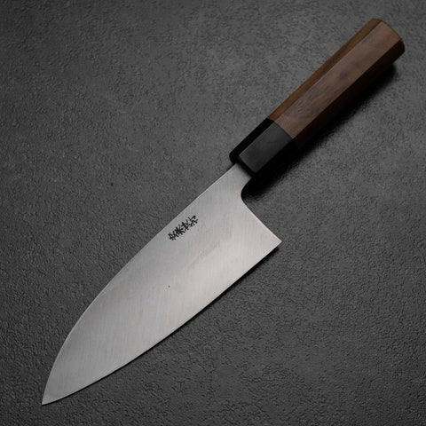 Deba White Steel #2 Kurouchi Tsuchime Walnut Handle 150mm