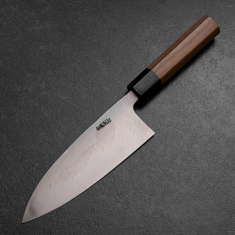 Deba White Steel #2 Kurouchi Tsuchime Walnut Handle 165mm