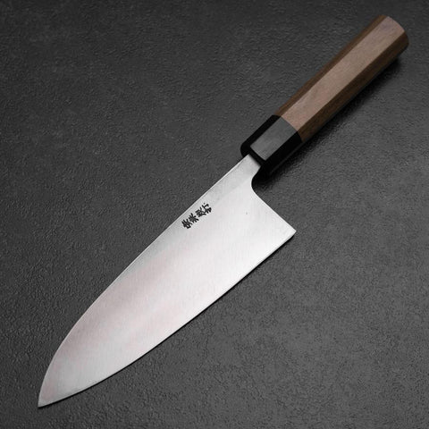 Deba White Steel #2 Kurouchi Tsuchime Walnut Handle 180mm