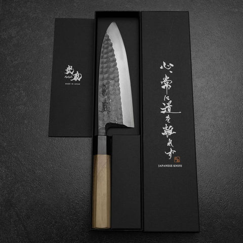 Deba White Steel #2 Kurouchi Tsuchime Walnut Handle 180mm