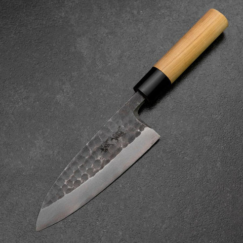 Deba White Steel #2 Left-Hand Kurouchi Tsuchime Cherry Handle 150mm