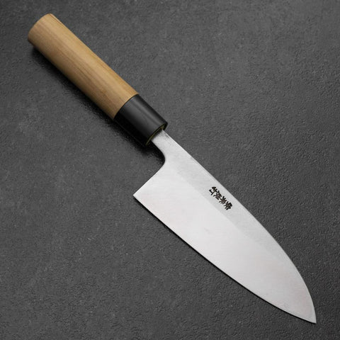 Deba White Steel #2 Left-Hand Kurouchi Tsuchime Cherry Handle 150mm